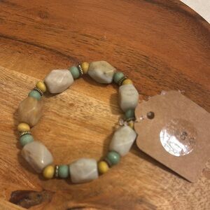 Cream and Tan Natural Stone Beaded Bracelet